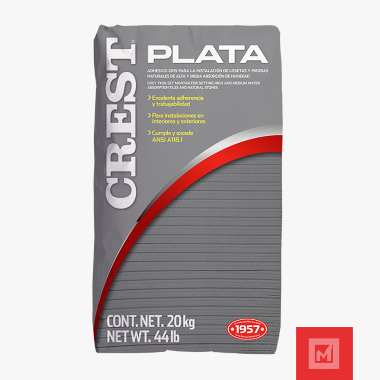 Nivelante Crest Plata Capa Gruesa Gris 40Kg