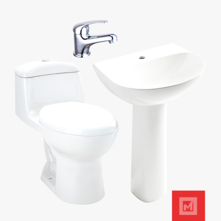 Combo Inodoro Smart Y Lavamanos Manantial De Pedestal Blanco