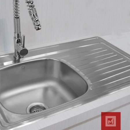 Lavatrastos De Sobreponer 1 Fosa Ala Derecha Con Kit 75X48