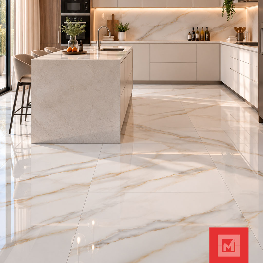 Imagen de Porcelanato Maselo White Endless Glossy 60x120 cm