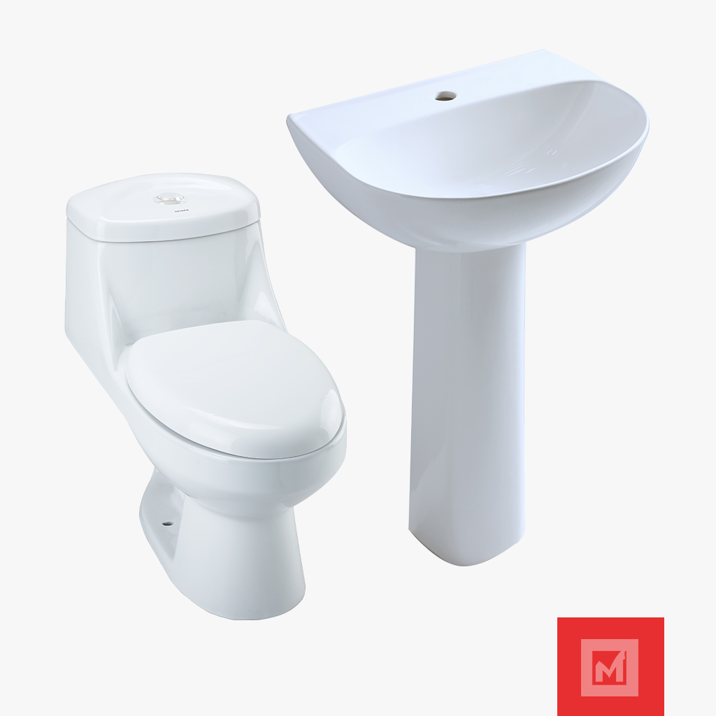 Imagen de Combo inodoro Oporto más Lavamanos Manantial (con pedestal) 2