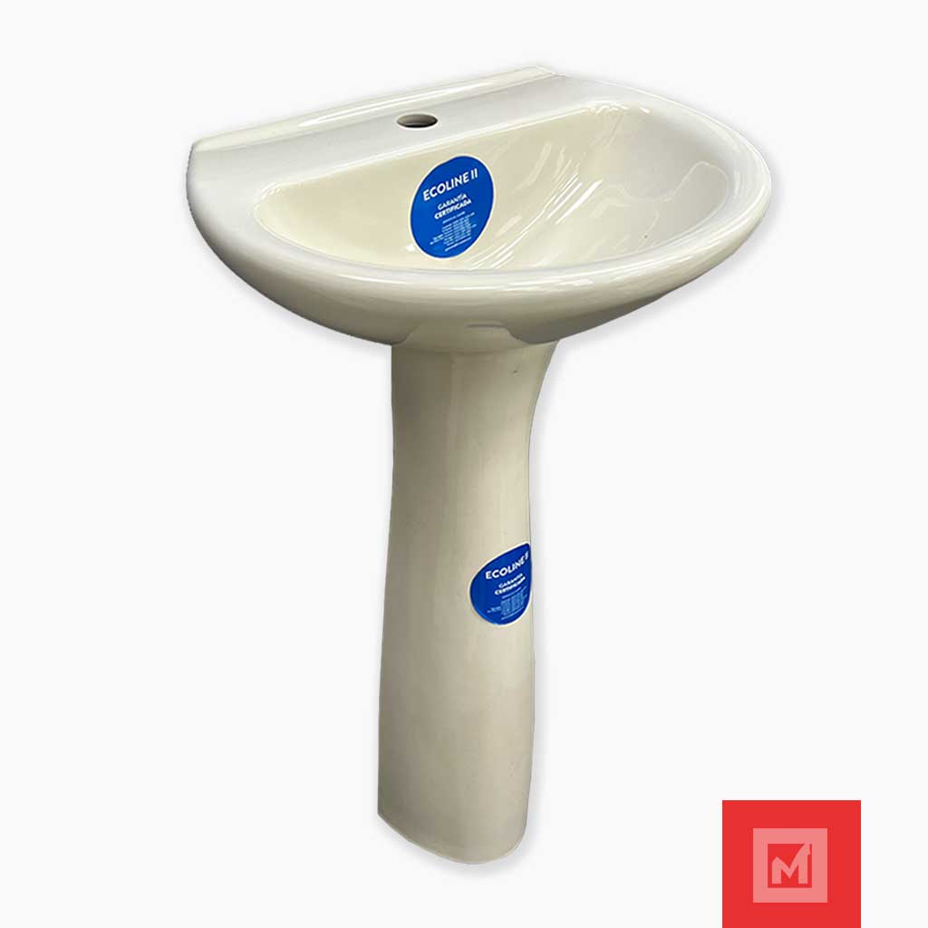 Imagen de Lavamanos Ecoline Tono Bone con Pedestal 2