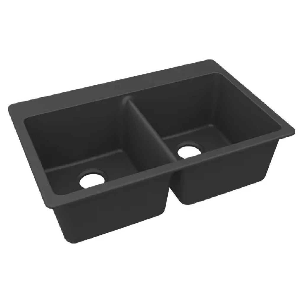 Imagen de Lavatrasto Elkay de Cuarzo 2 tinas, Acabado Negro Mate 83.8x55.9cm/BAJ 2