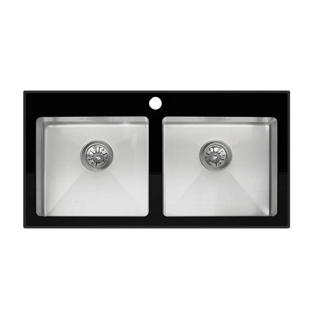 Imagen de Lavatrastos de Empotrar Vidrio Templado Negro 91x48.5 cm / BAJO PEDIDO 2